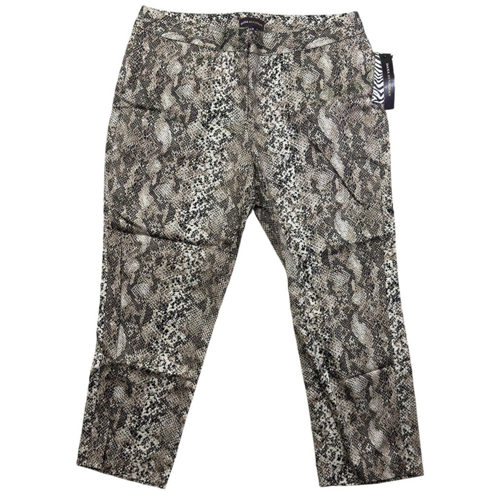 Dana Buchman Pants Woman's 14 Brown Snake Print Wide Leg High Rise Regular Fit